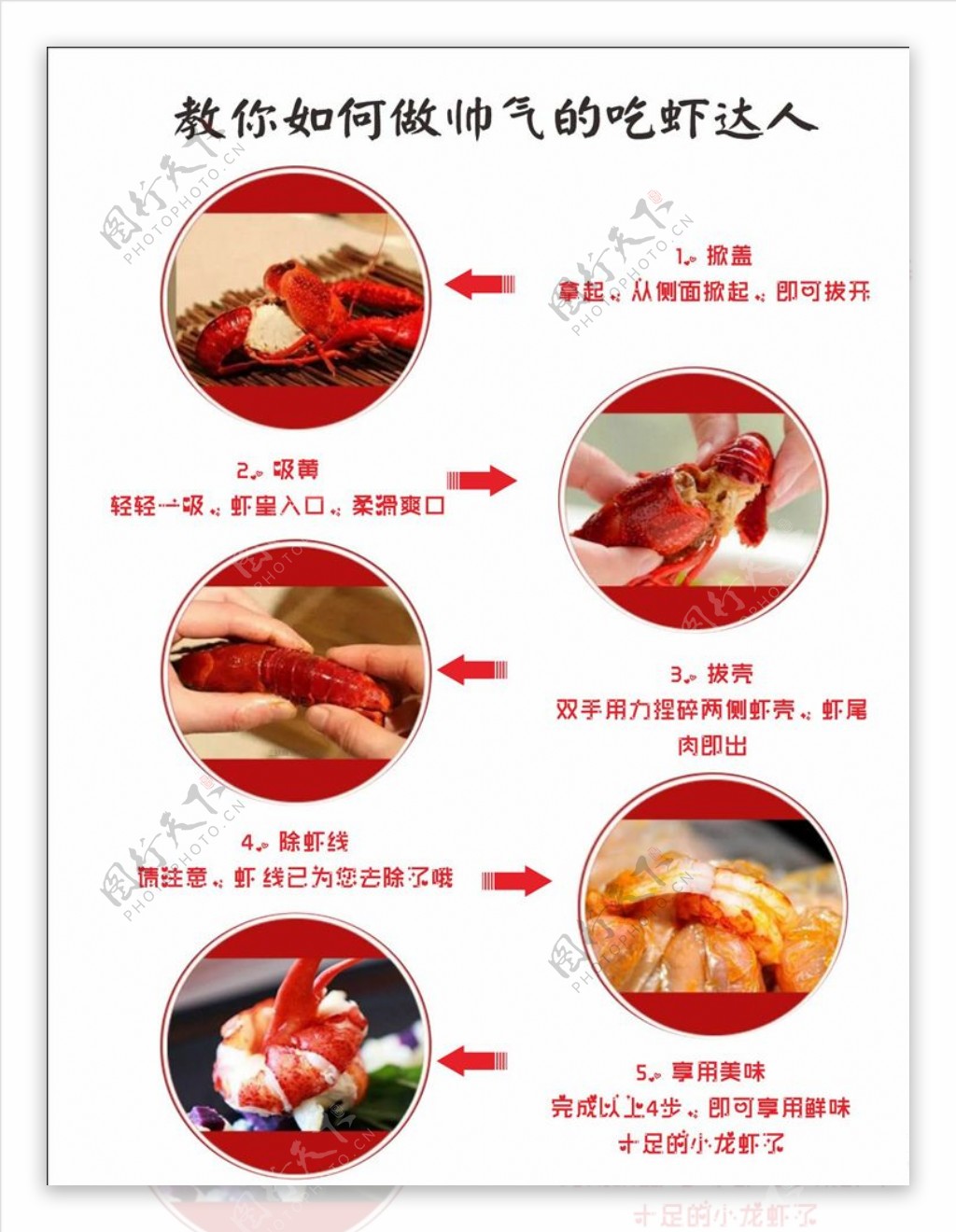 教你如何吃虾步骤海报模板