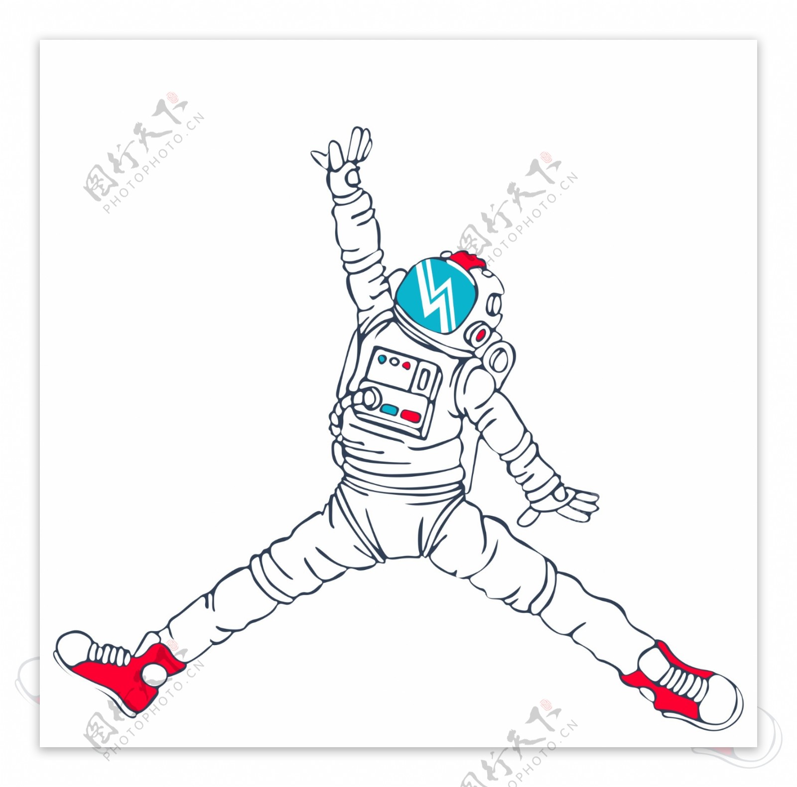宇航员卡通T恤热图