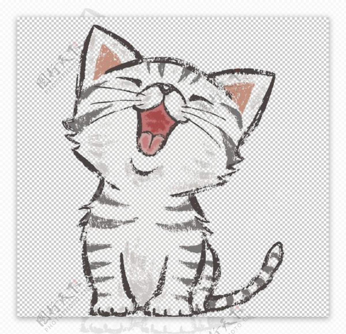 小猫插画可爱合成海报素材