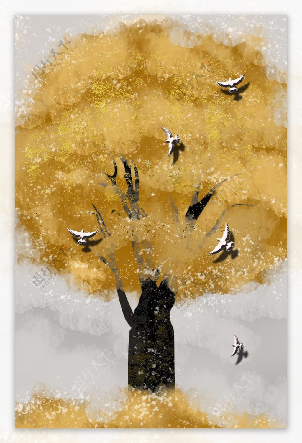 森林飞鸟装饰画
