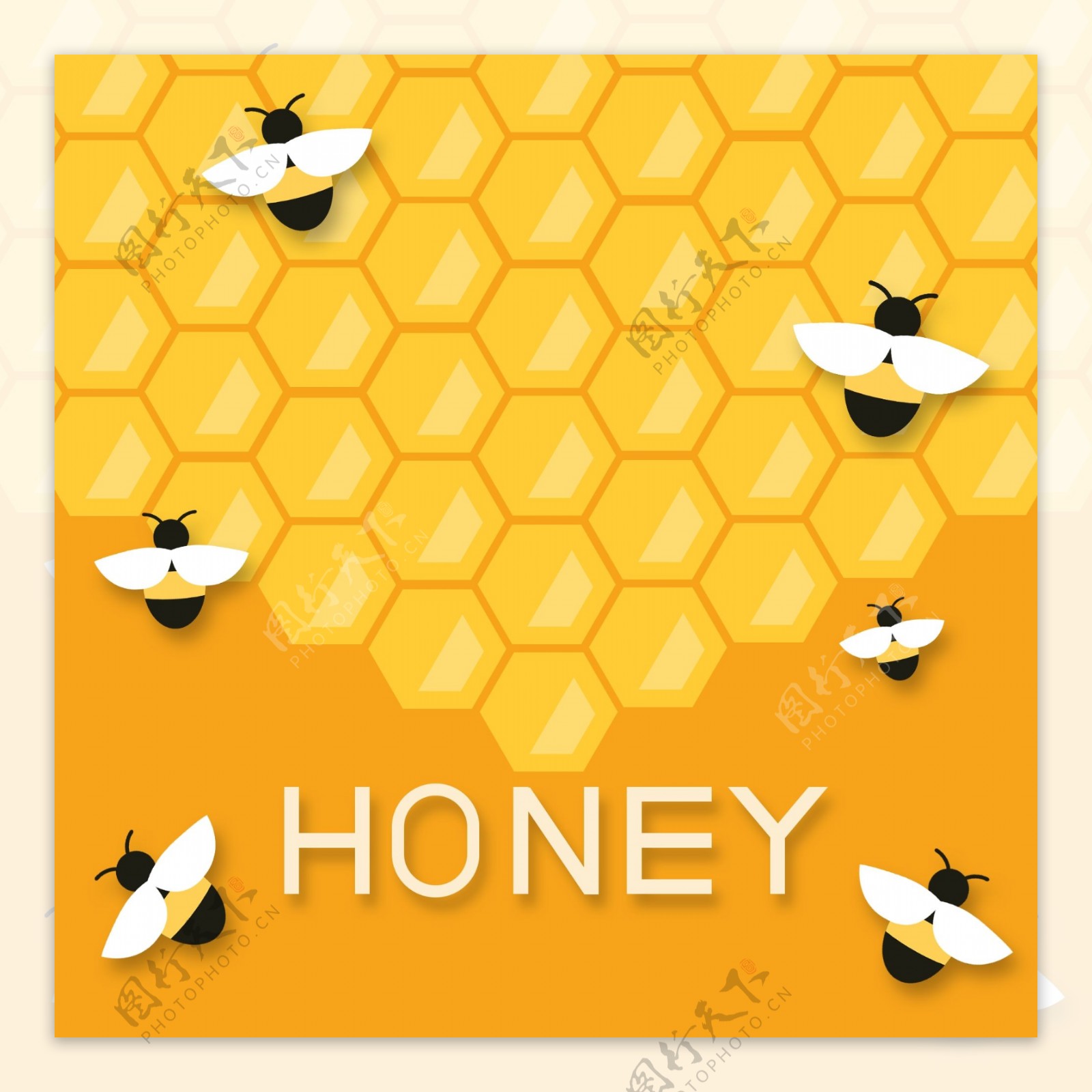 卡通扁平蜜蜂蜂蜜背景