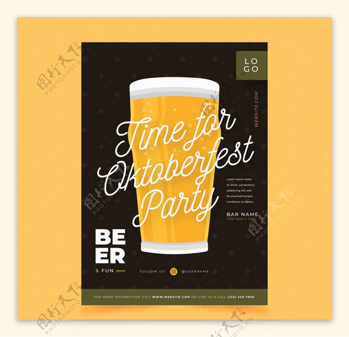 啤酒节海报POP模板设计