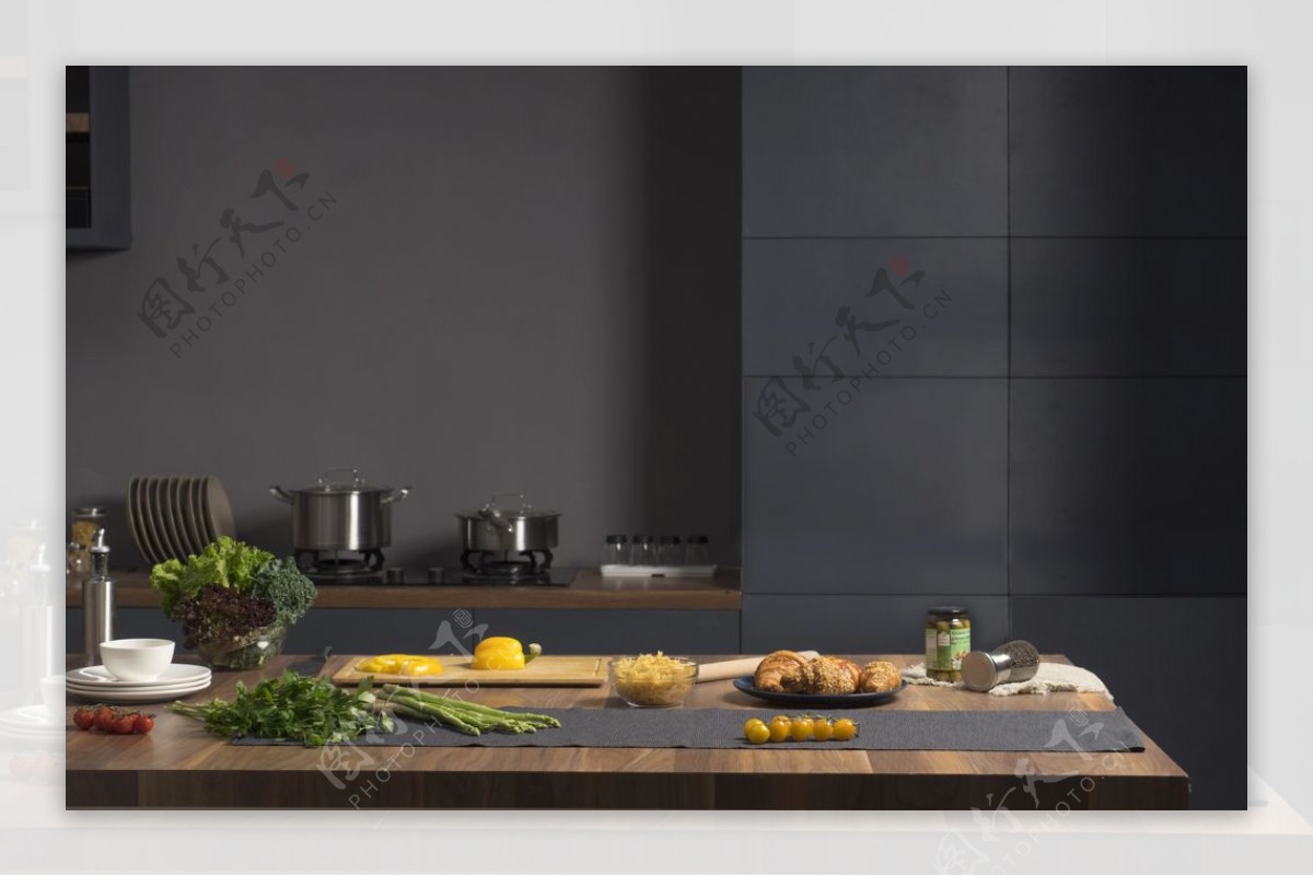 厨房高端黑色案板合成背景素材