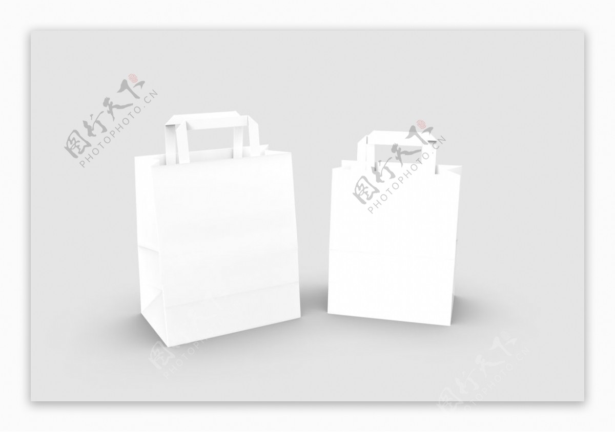 白色纸袋手提袋模型图片