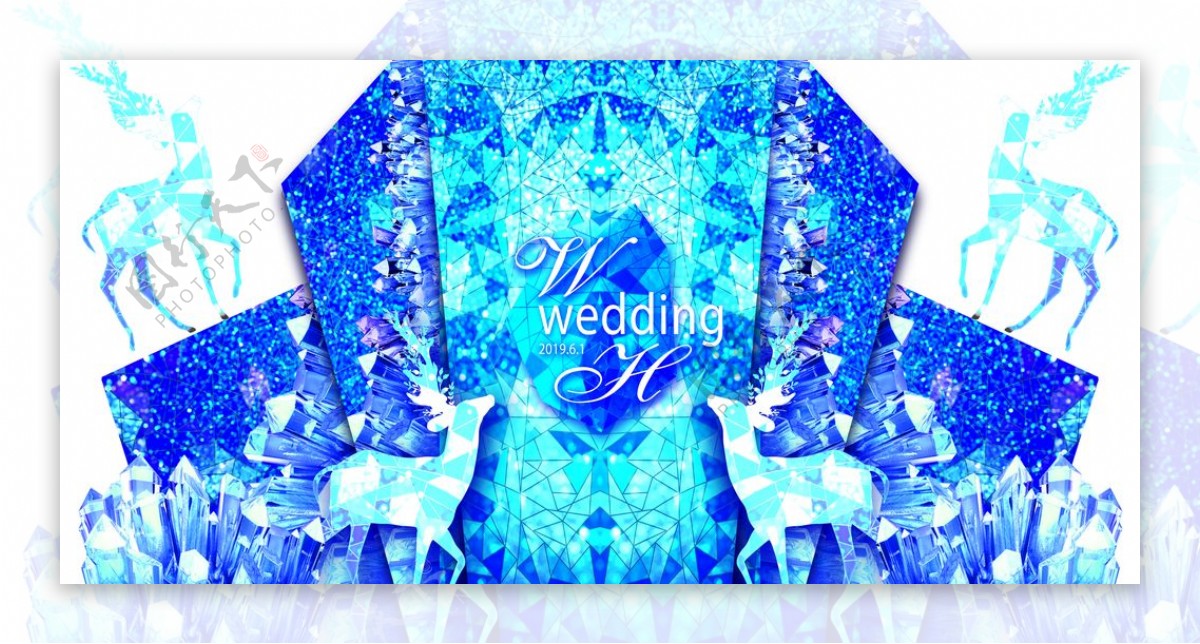 蓝色抽象婚礼背景