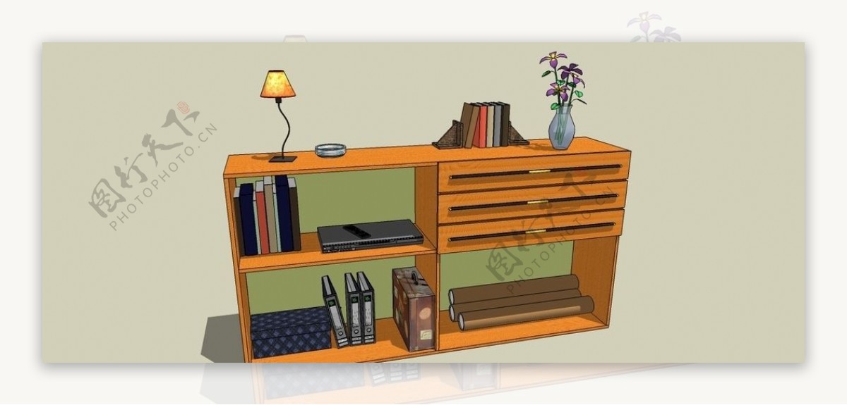 家装书柜skp模型