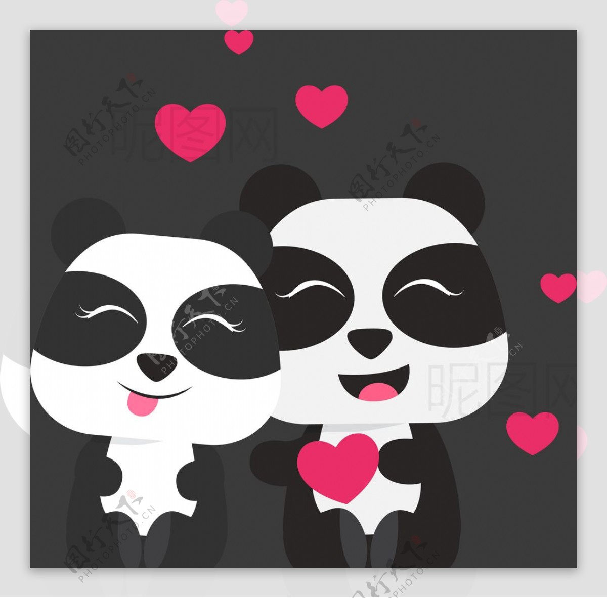 情侣熊猫图片