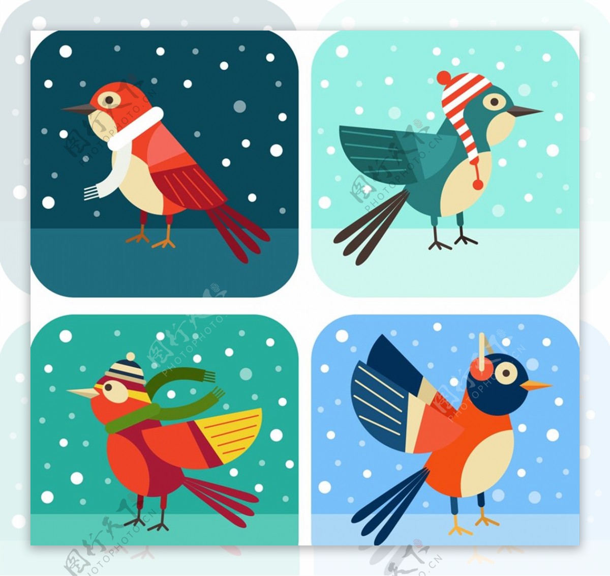 冬季卡通雪地鸟类图片