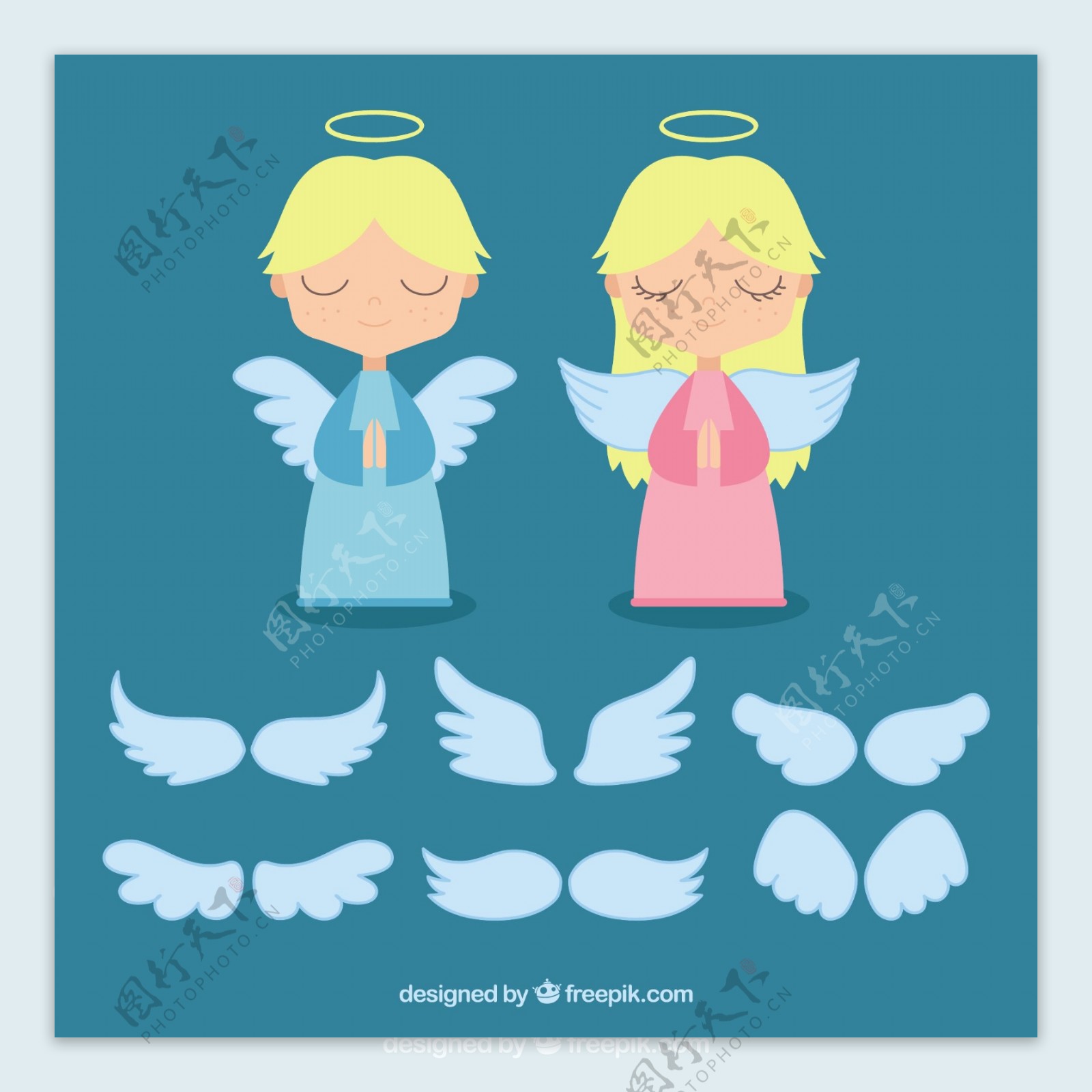 天使不同翅膀图片