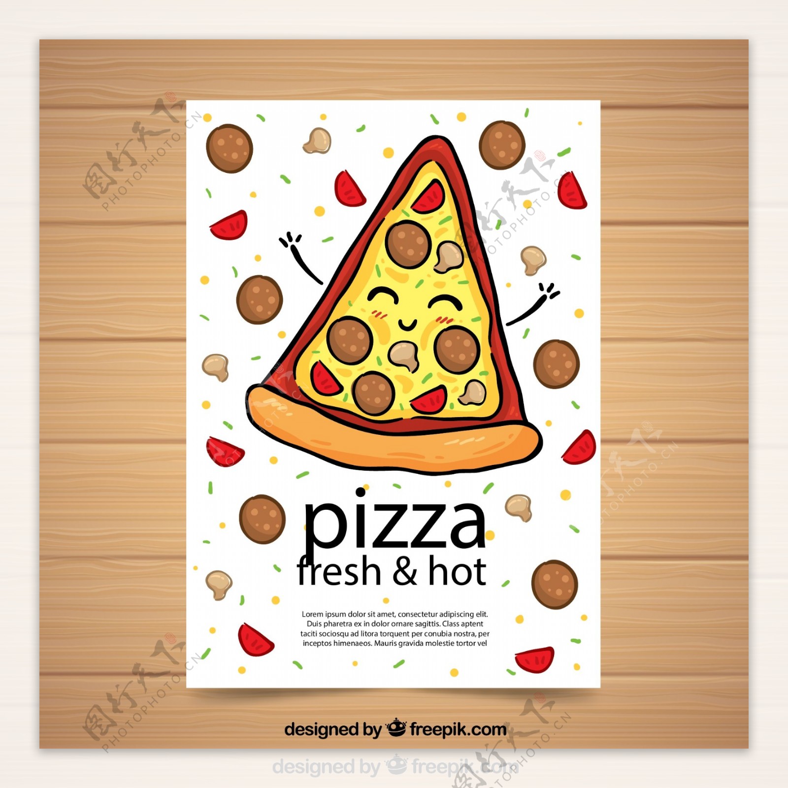 爱笑脸三角披萨宣传单图片
