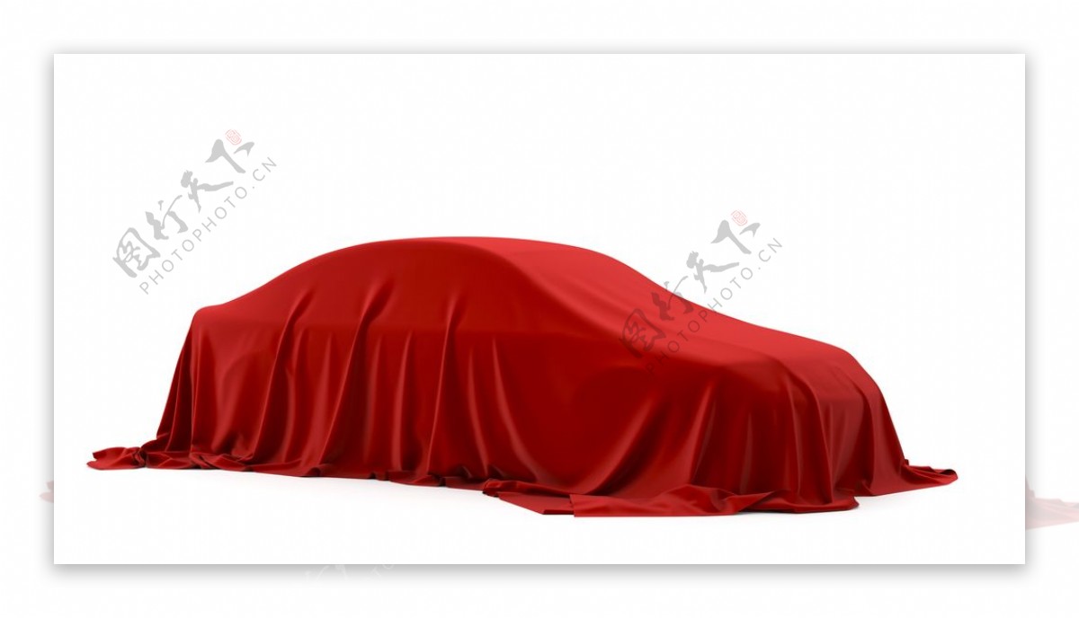 红色绸缎覆盖汽车背景海报素材图片