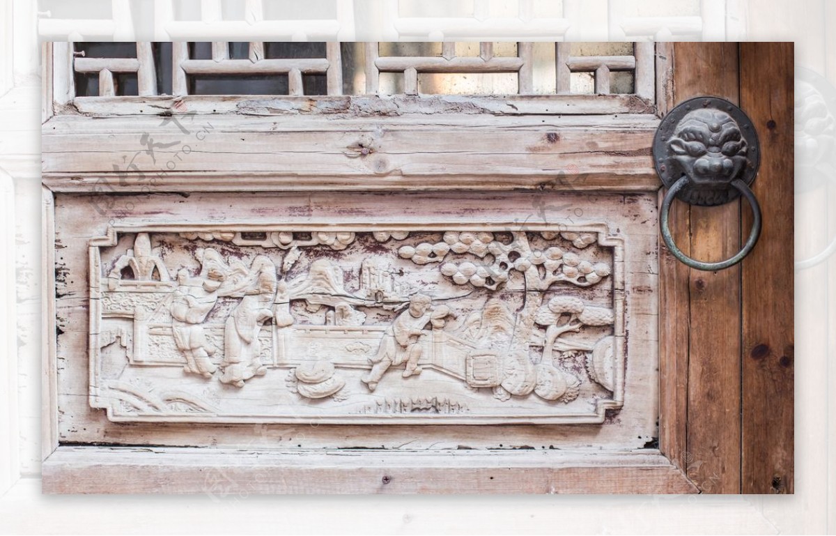 木门古风传统背景海报素材图片