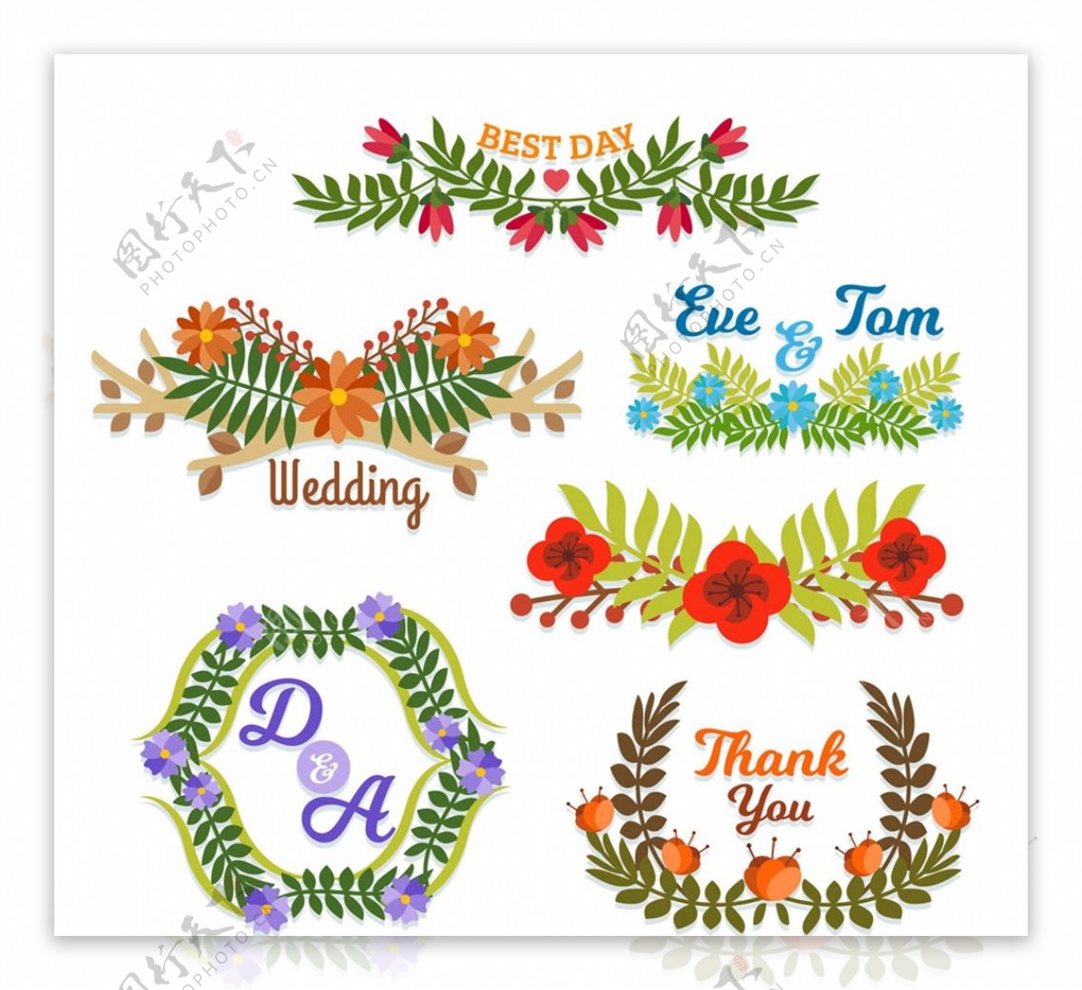 纸质花卉婚礼标签图片