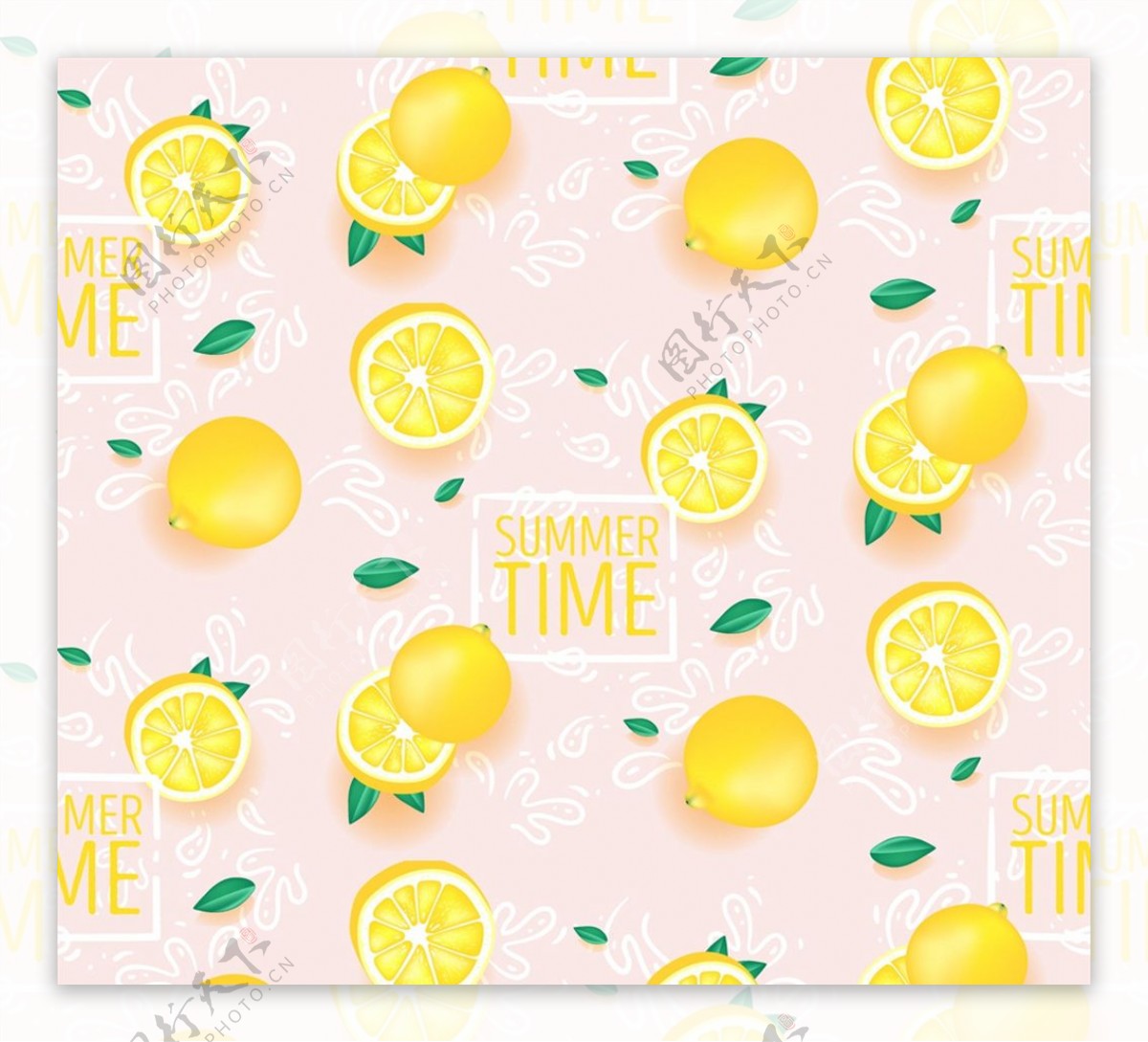 夏季柠檬无缝背景图片