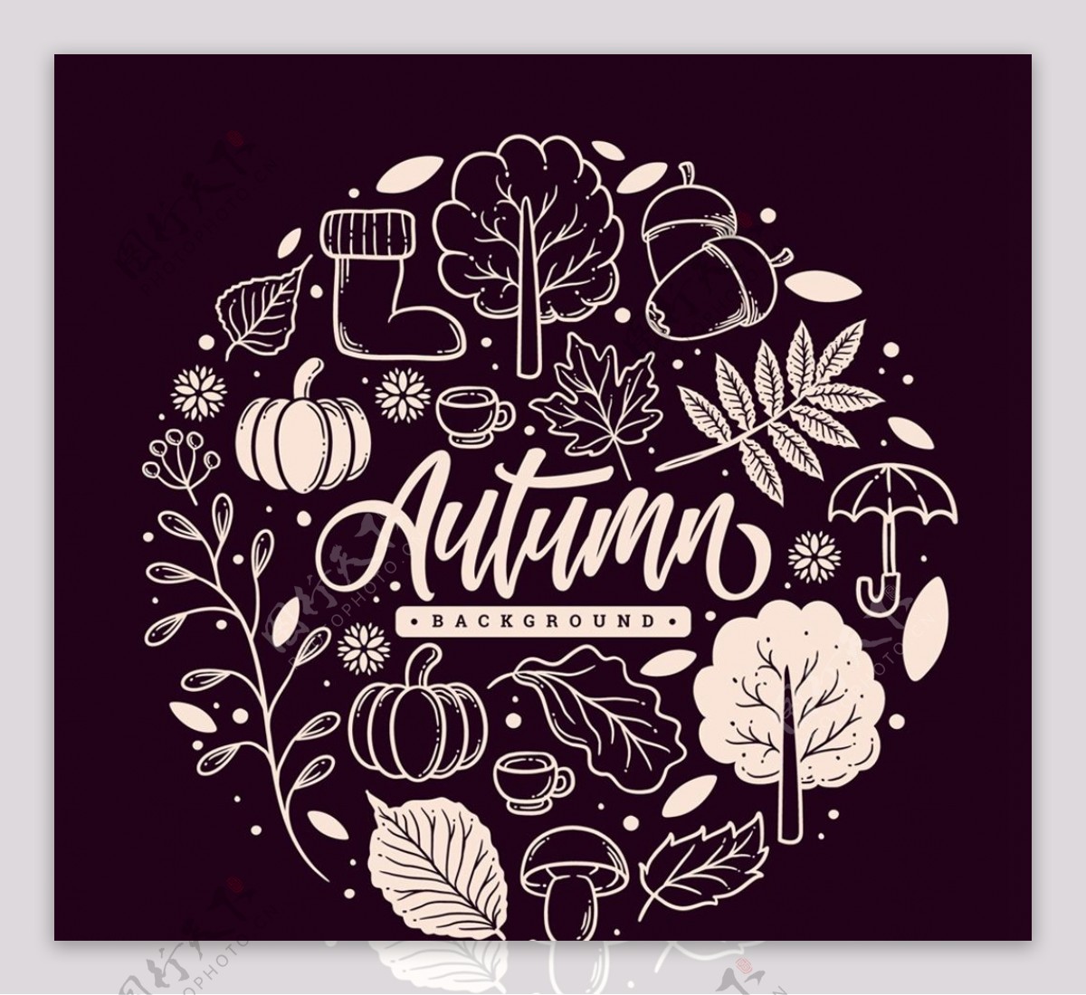 秋季元素艺术字图片
