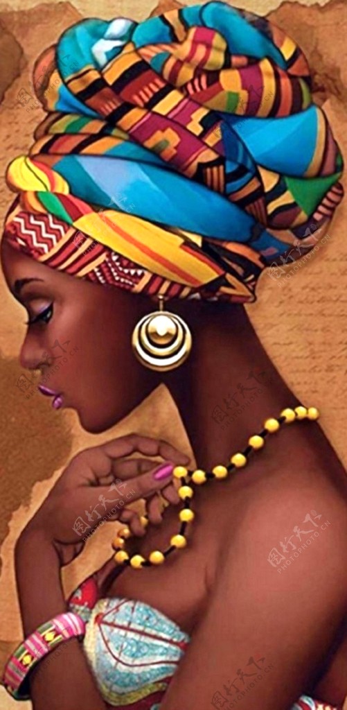 侧颜非洲女孩图片