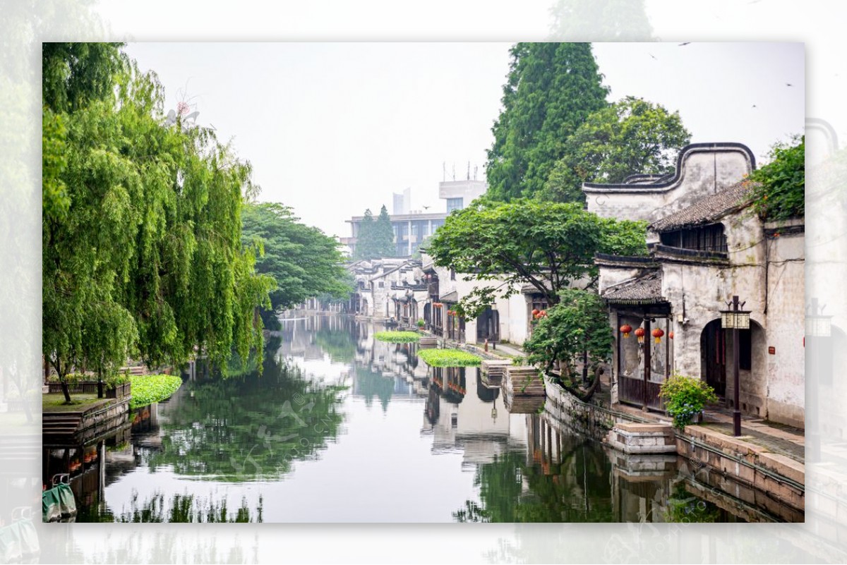 旅游江南风景建筑背景海报素材图片