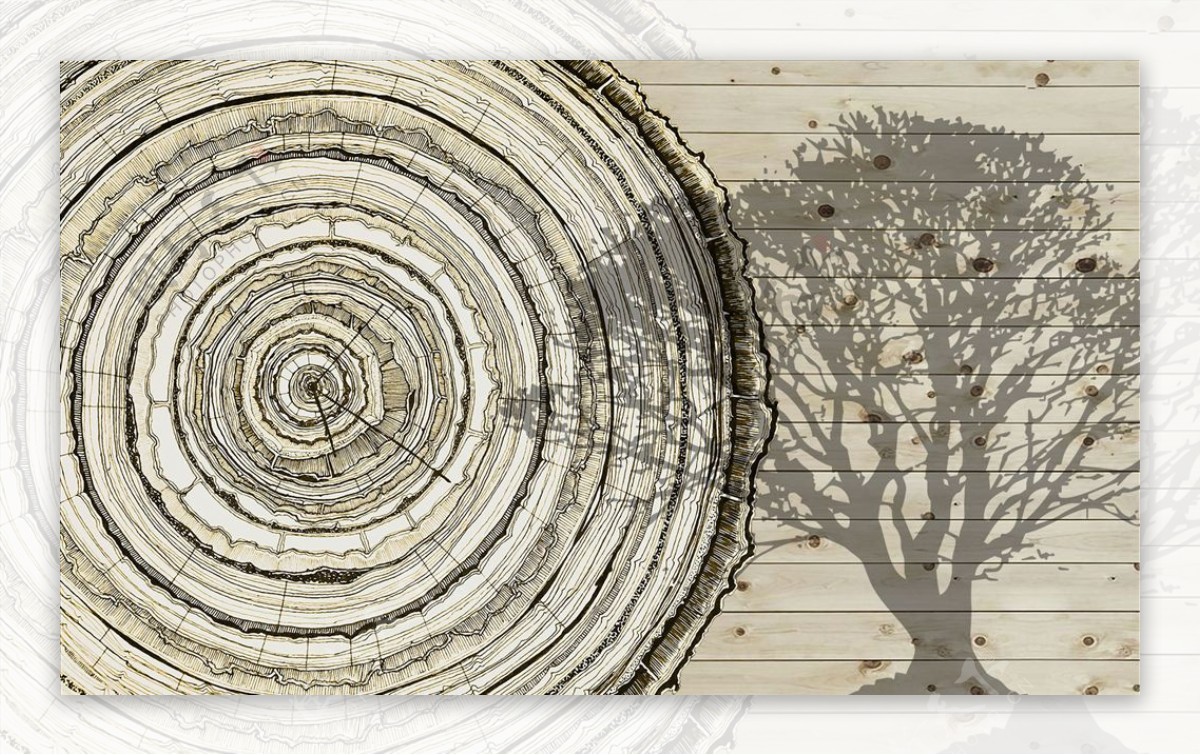 抽象树圆圈背景墙图片
