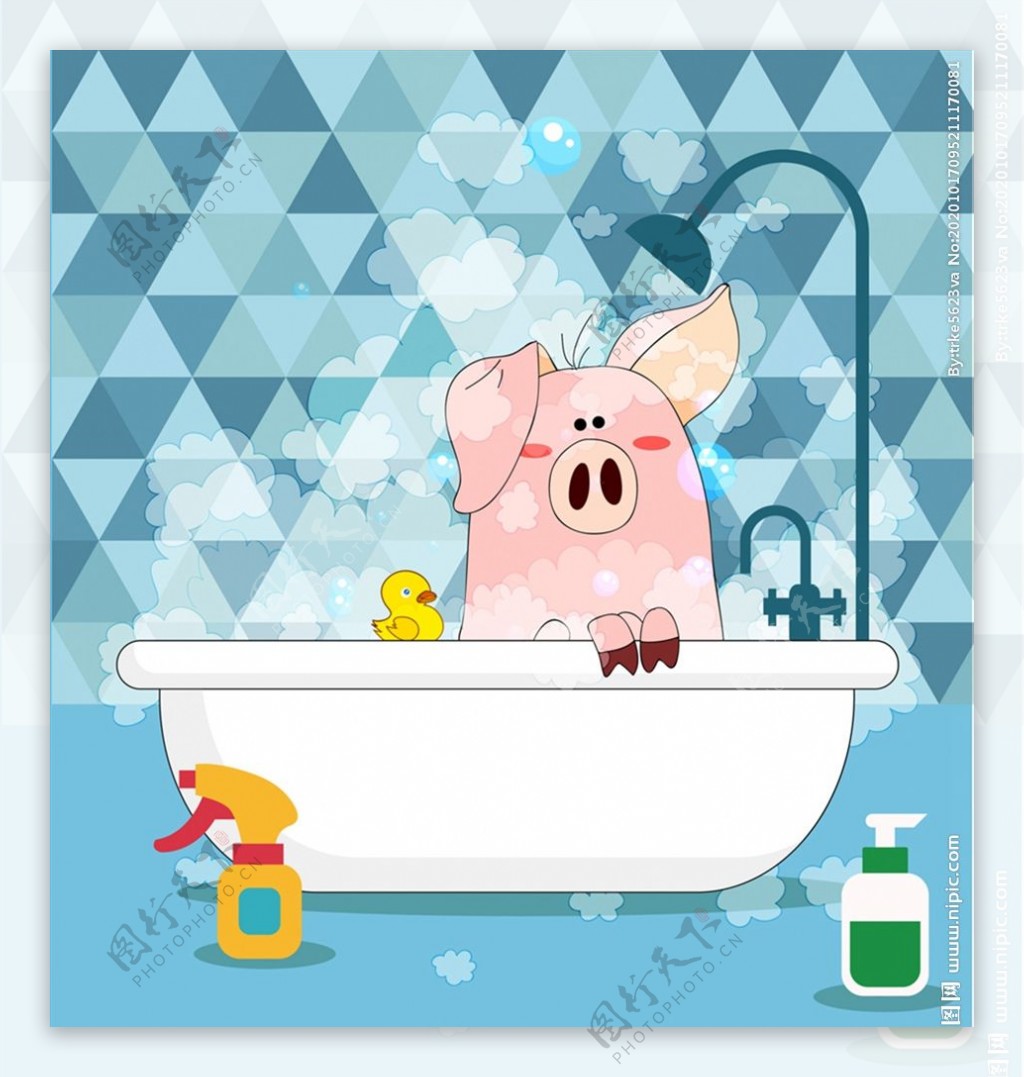 猪猪洗沐一天|插画|创作习作|缺两岁 - 原创作品 - 站酷 (ZCOOL)