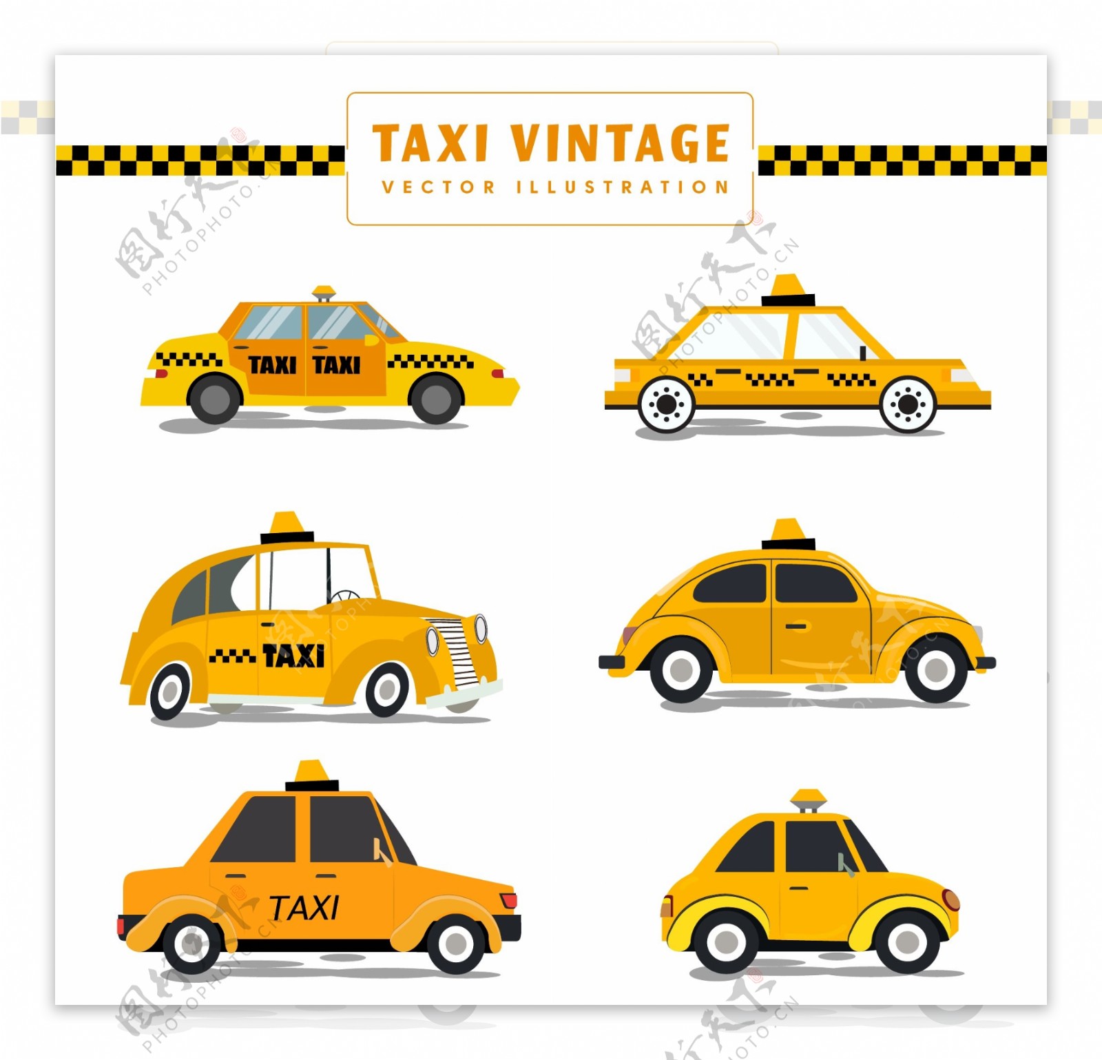 黄色复古出租车图片