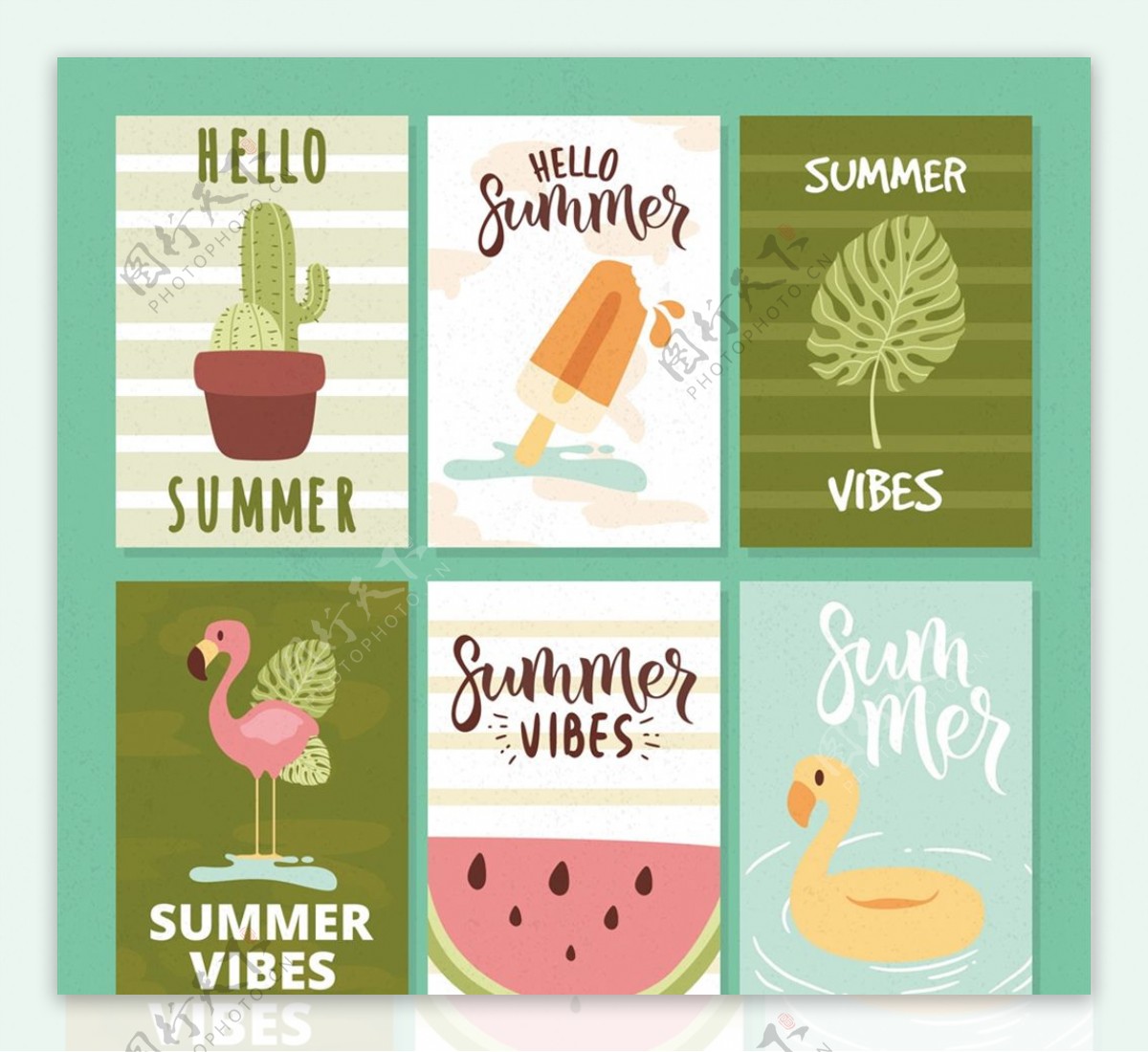 手绘夏季元素卡片图片