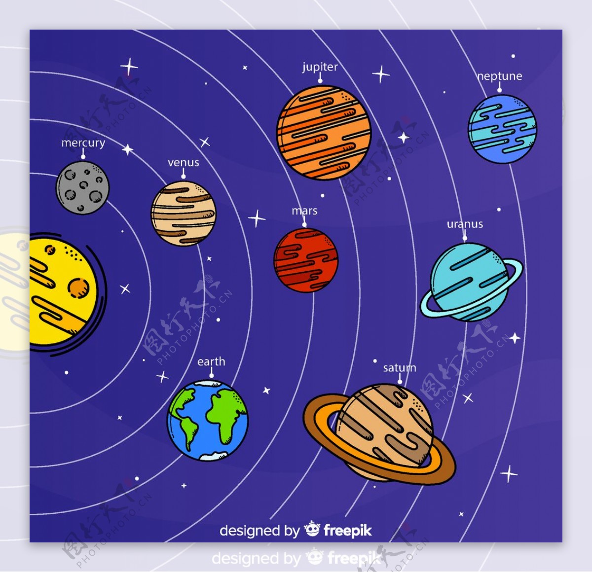 彩绘太阳系图片