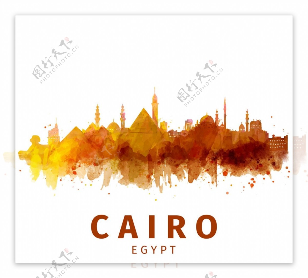 水彩埃及开罗风景图片