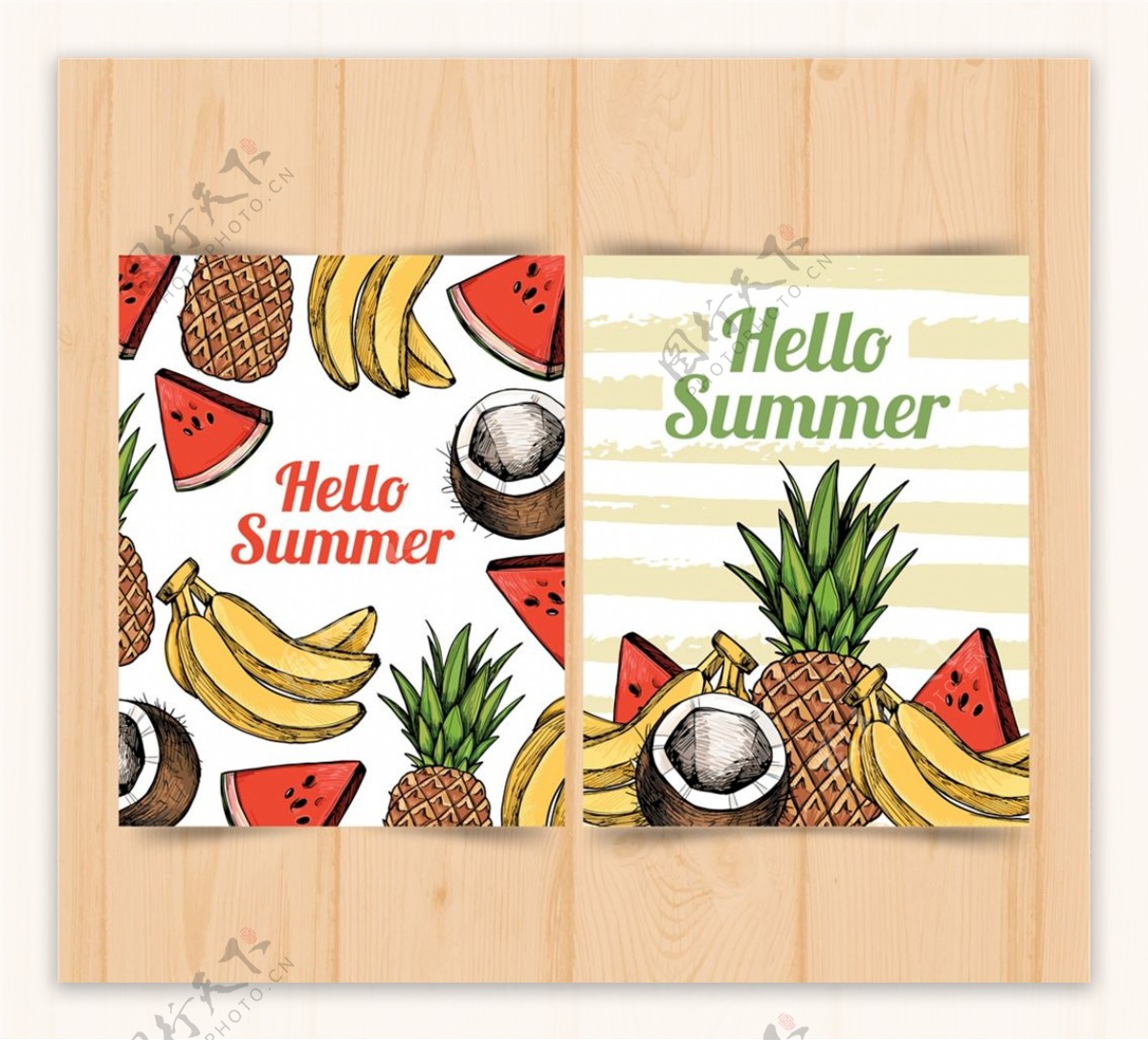 彩绘夏季水果卡片图片