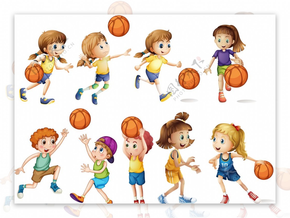 卡通篮球儿童图片