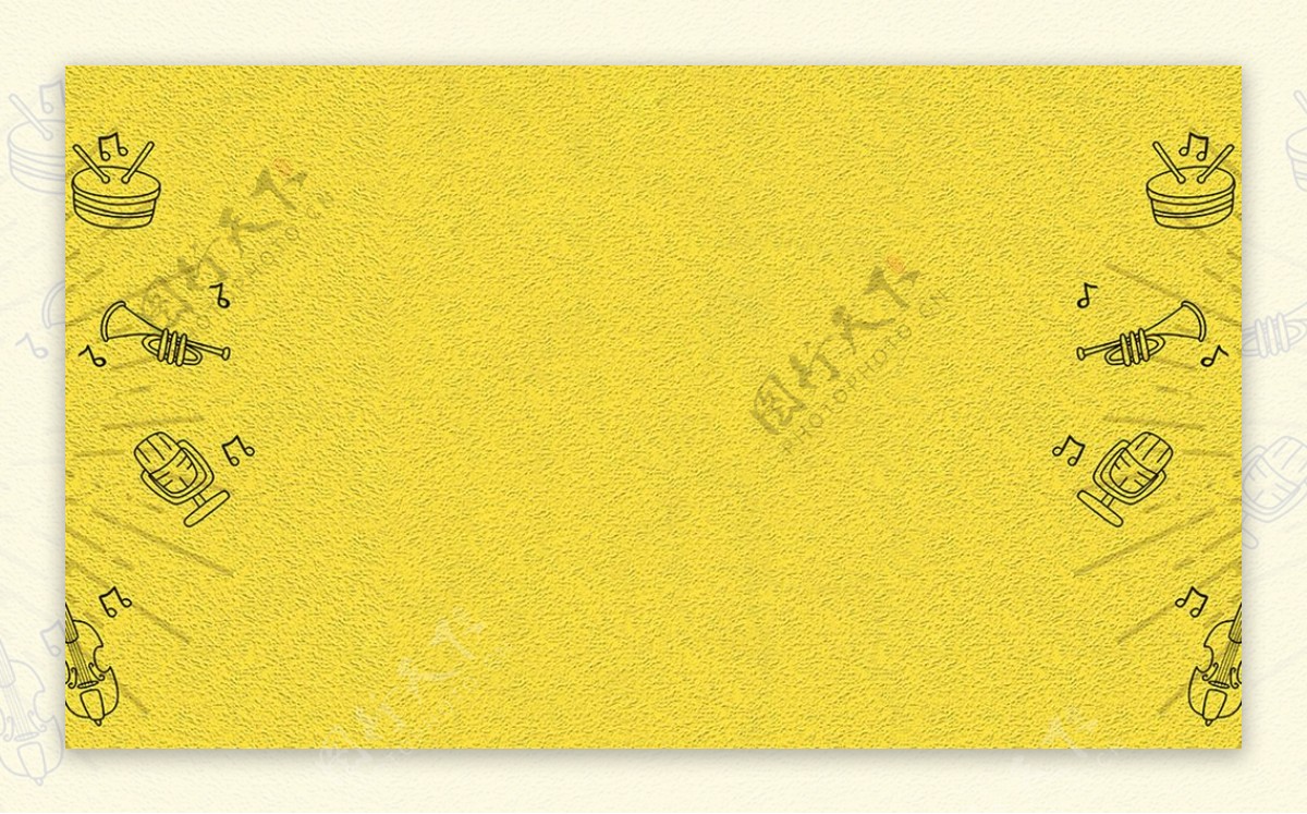 黄色乐器墙壁纹理背景海报素材图片
