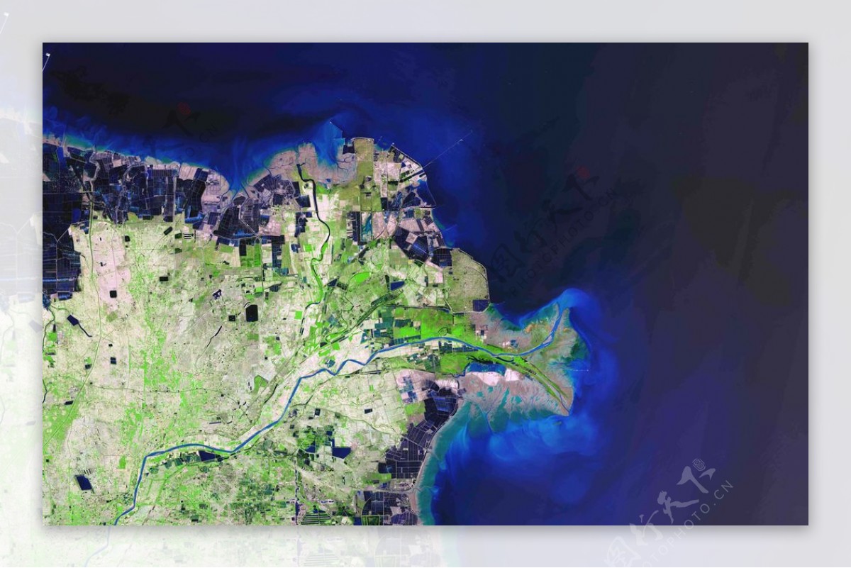 黄河入海口卫星影像图图片