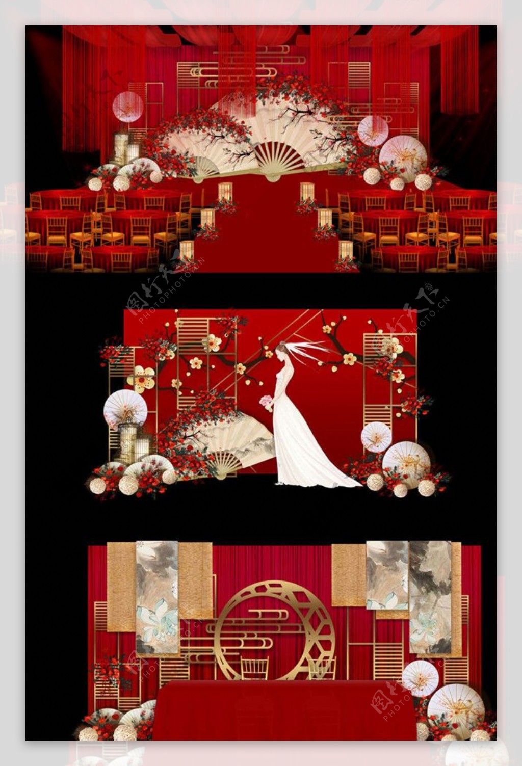 红色中国风婚礼图片