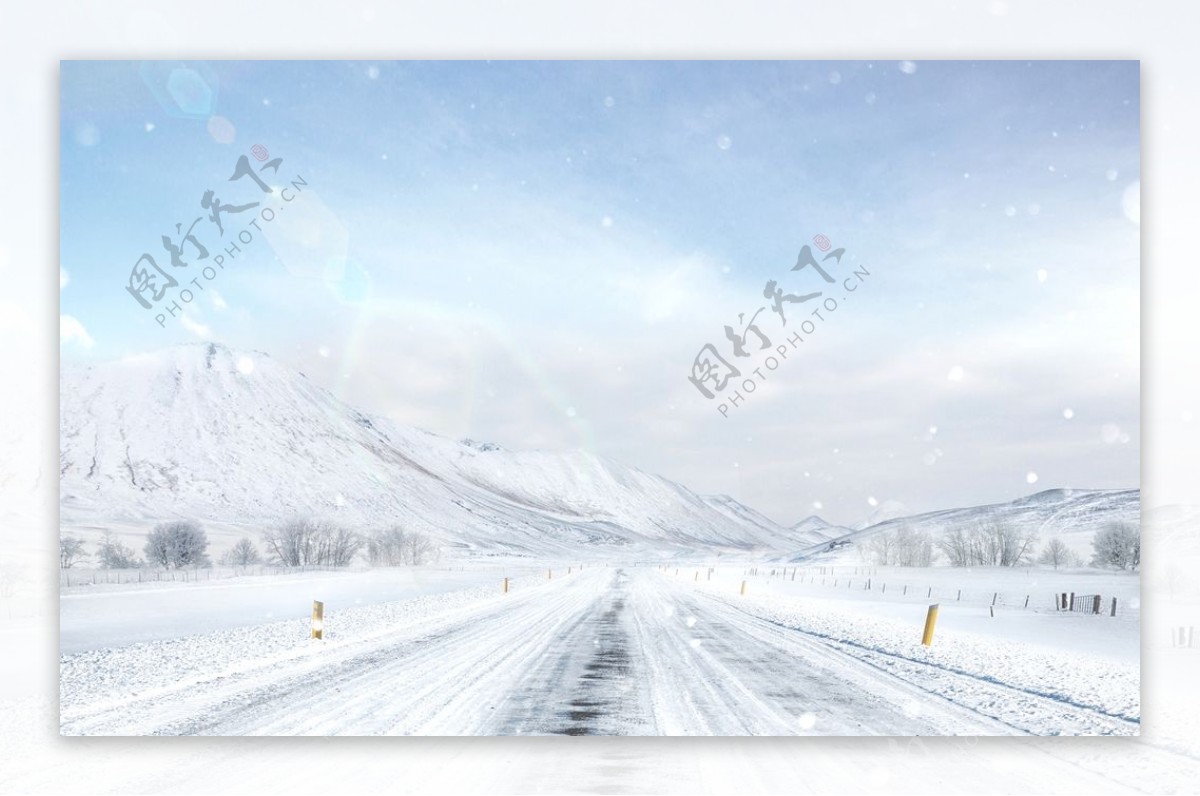 冬日里的道路风景图片