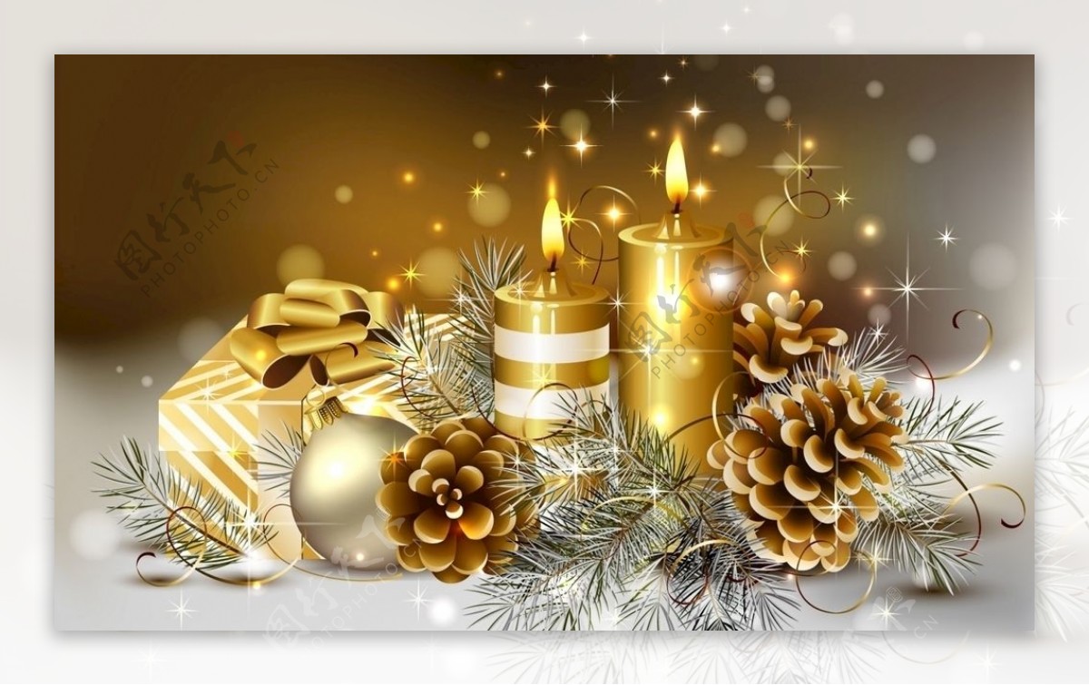 圣诞节素材背景蜡烛图片
