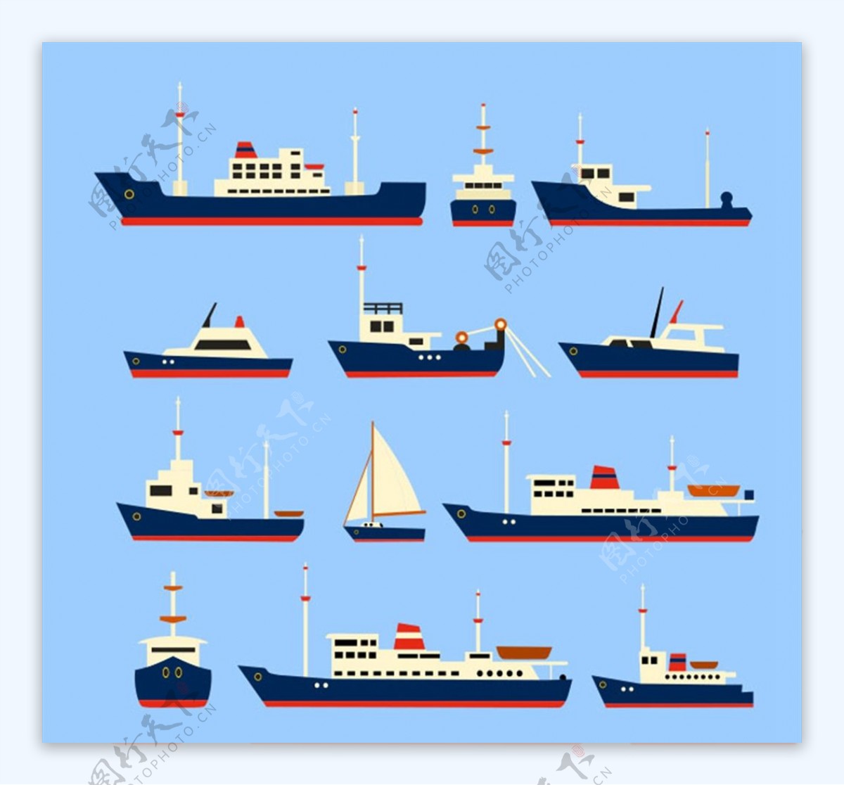 航海轮船矢量图片