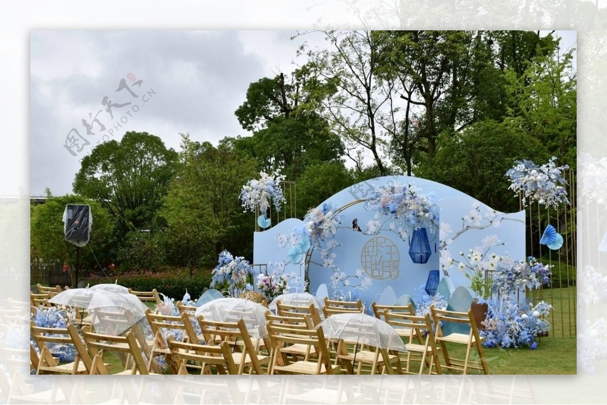 室内设计蓝色户外鲜花婚礼cdr效果图图片素材-编号28394400-图行天下