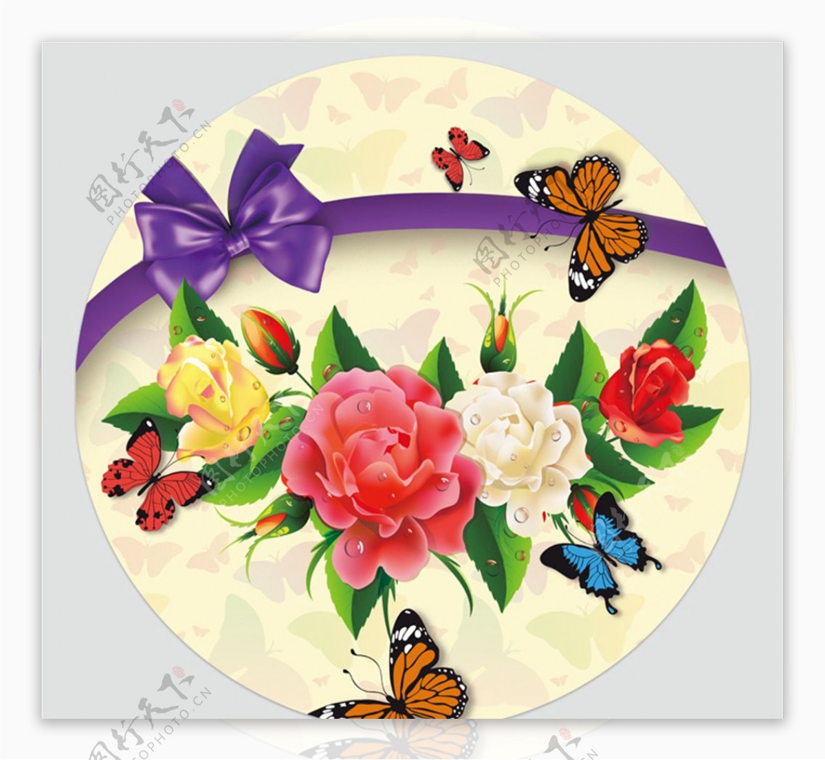 现代立体花卉盘子花纹素材图片