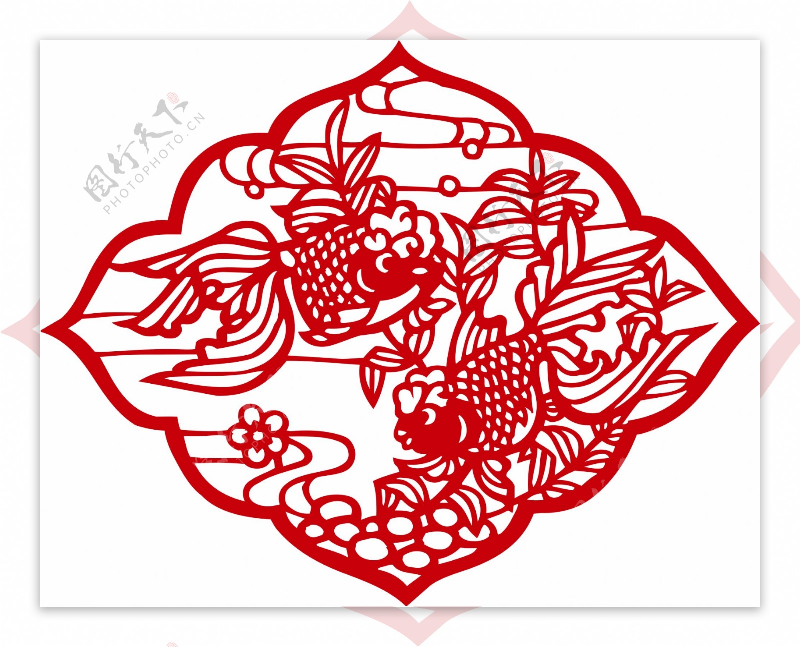 剪纸金鱼传统文化海报素材图片