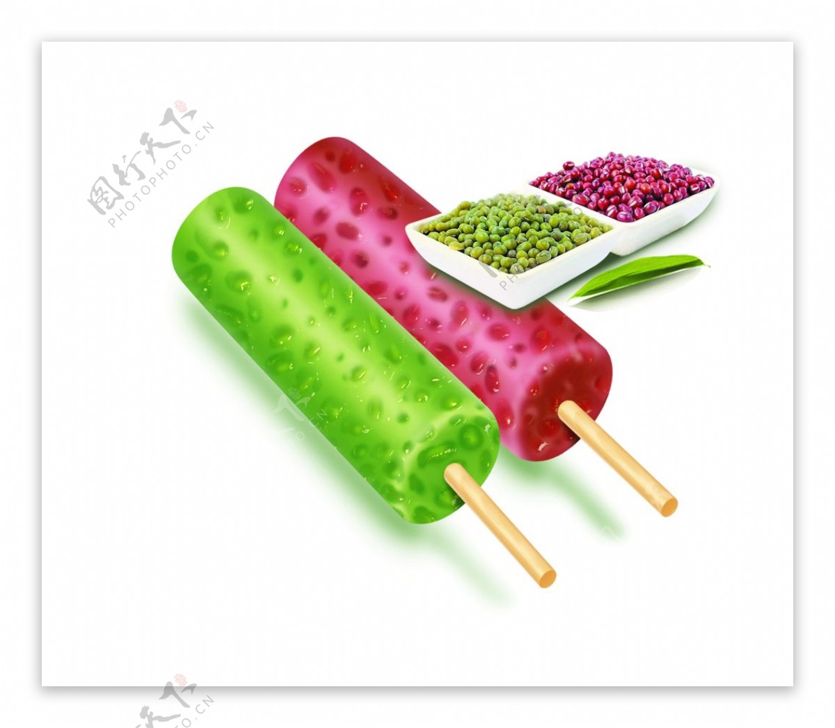 红豆绿豆冰棍雪糕冰淇淋高清图片