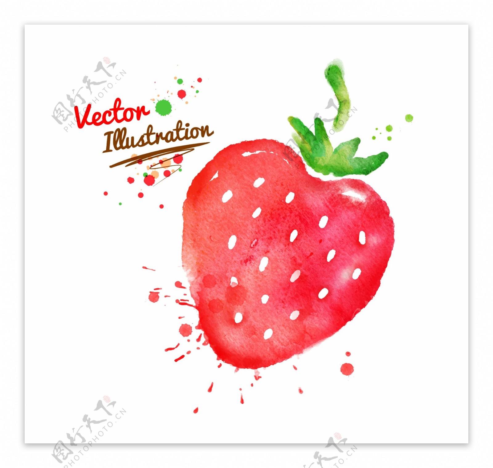 水彩墨迹草莓图片
