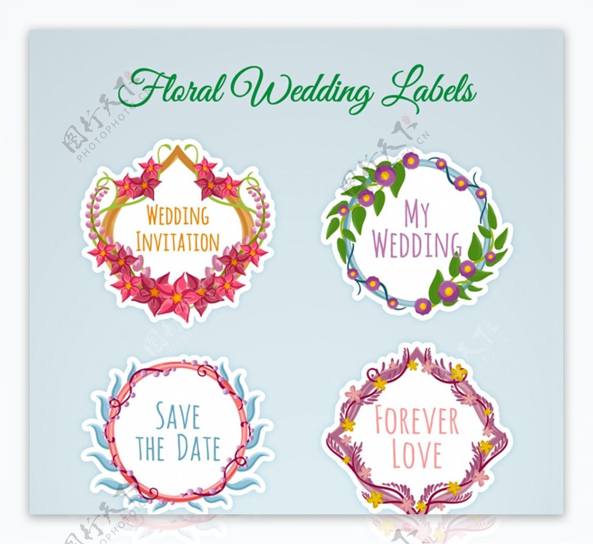 婚礼花卉标签图片