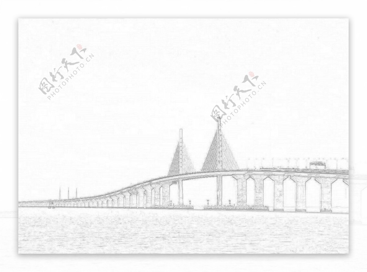 港珠澳大桥线性稿图片