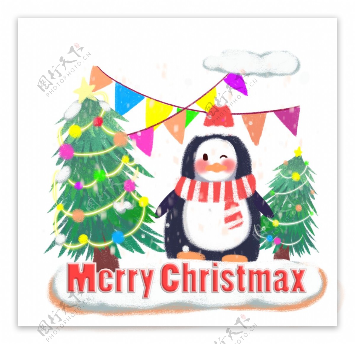 圣诞企鹅插画图片