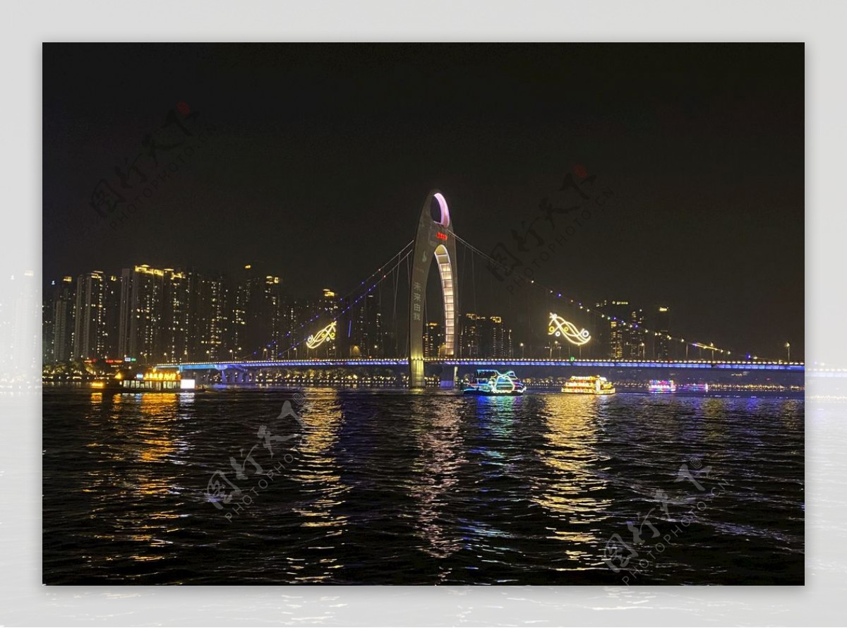 黑金城市夜景江景桥建筑图片