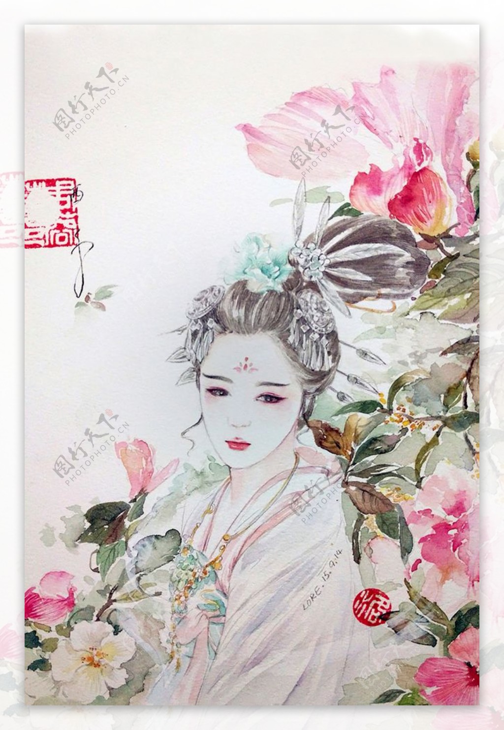 古装帅哥美女插画图片