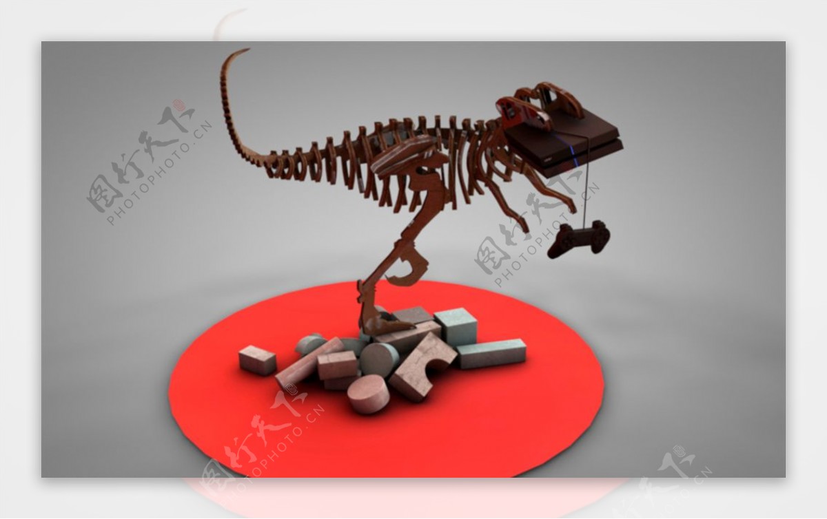 C4D模型恐龙化石骨头图片