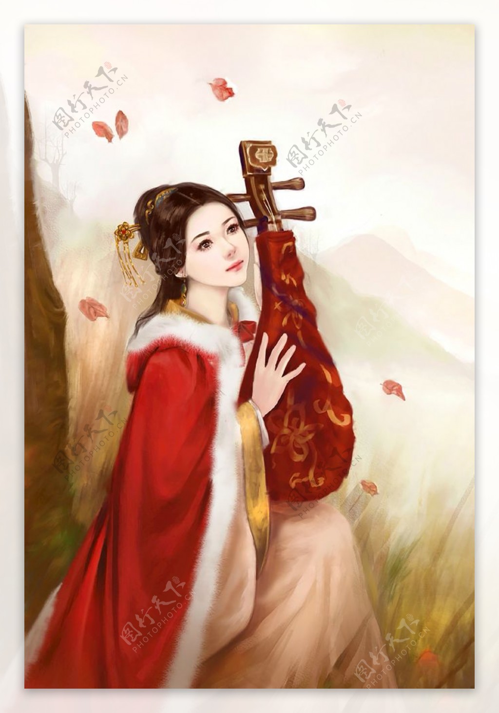 古装帅哥美女插画图片