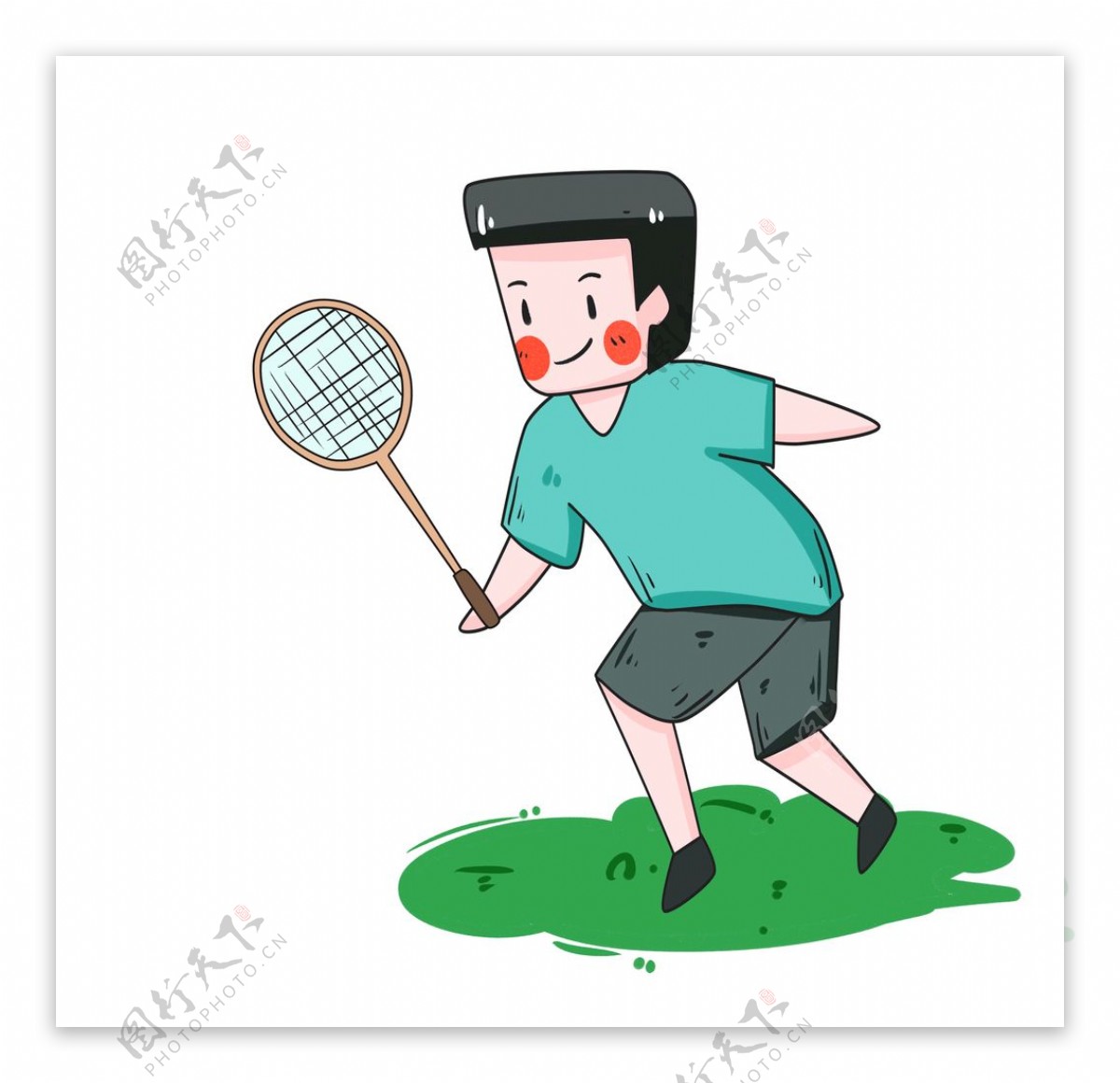 运动男孩打羽毛球图片