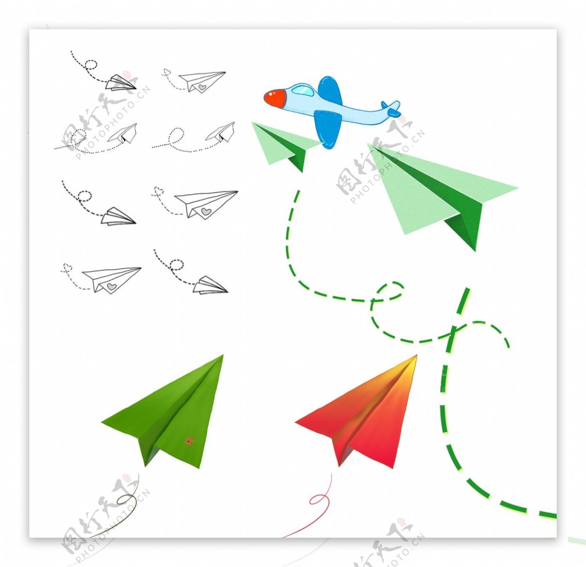 可爱小清新装饰海报装饰纸飞机图片素材免费下载 - 觅知网