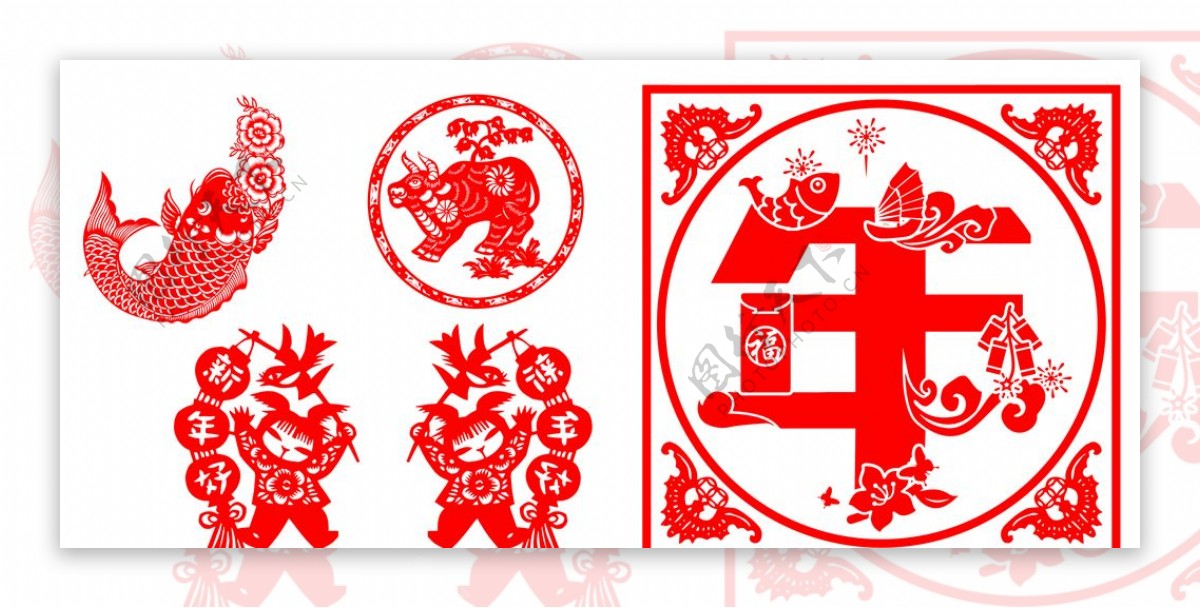 剪纸中国风新年窗花牛年春节图片